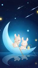 月亮上的小兔-拍信图库