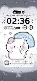 朦胧雨雾小猫撑伞