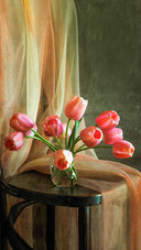 Still life with a bouquet of tulips
