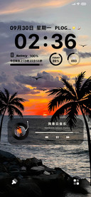日落海岸 夕阳椰树