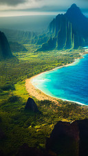 Illustration of a Coast on Kauai island