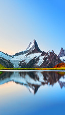 Sunrise view on Bernese range above Bachalpsee lake