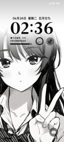 比耶黑白美少女