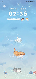 夏日双屏游泳小狗