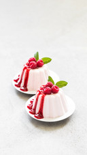 Italian Raspberry Panna Cotta dessert on plate