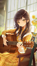 A Girl Playing the Guitar in Front of the Window