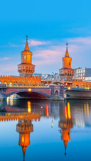 Oberbaum Bridge  in Germany at sunset