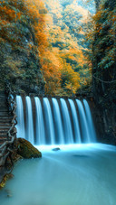 Waterfall in Dehang Miaozhai Scenic Area, Xiangxi
