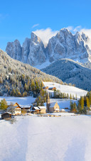 Dolomites Mountain Peaks in Italy in Winter