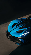 A Blue Bugatti Bolide Hypercar Parked in Showroom