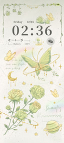 绿色系复古玫瑰蝴蝶