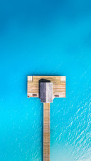 Aerial view of beautiful hotel in Indian ocean