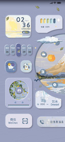 暮色山海三屏油画