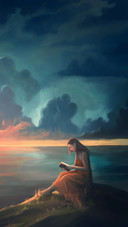 Woman is Sitting on The Grass Reading