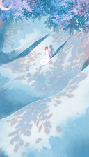 A Girl in A White Dress in The Moonlight