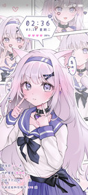 多人物粉紫漫画少女