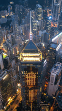 Aerial view of highrise buildings