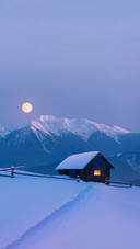 A Snowy House in the Mountains