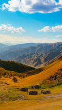 Amidst the clouds and snowcapped peaks of the tianshan