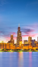 Usa Downtown Skyline from Lake Michigan at Dusk