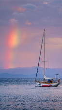 Twilight Rainbow Sea View of Paxos Island