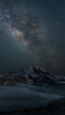 Snow Mountain Under Beautiful Starry Sky