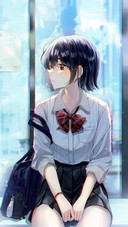 An Anime Girl Sitting by the Window