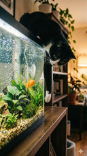 Tuxedo Cat and Fish