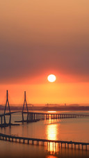 Modern Bridge at Dusk, Merging with the Sky's Gradients