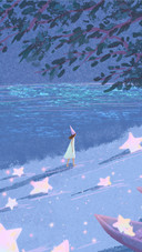 Walking on the Beach Full of Stars at Night