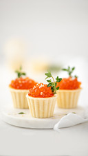Red Salted Salmon Caviar in Tartlets