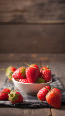 Strawberries on a wood background in vintage style