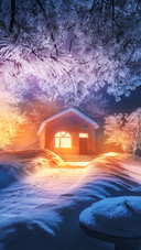 The hut in the snow