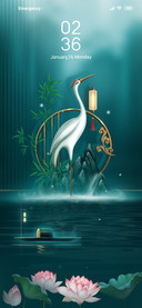 A crane in the fog