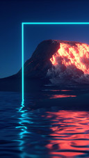Neon illusion on the mountain peak