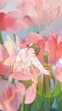 Elf Resting on The Flowers