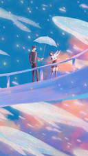 Couple Holding Umbrella Standing on The Bridge