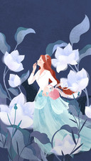 The Beautiful Girl is Standing in The Flowers