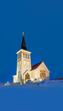 Icelandic Church at dusk in Iceland