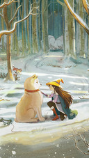 Girl is Petting Her Dog