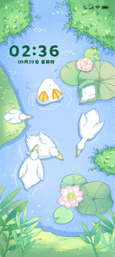 夏日池塘小鸭鸭