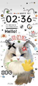 叼草抽象小猫