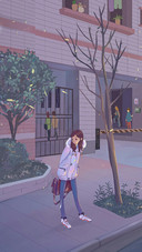 Girl With A Bag Standing on The Street