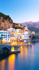 Amalfi Cityscape on Coast Line of Mediterranean Sea