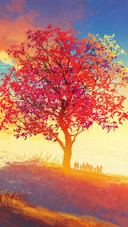 Mountain view and solitary tree 2