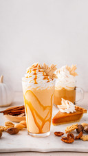 Pumpkin pie milkshake with caramel syrup