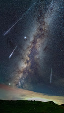 The perseid meteor streaked across the milky way