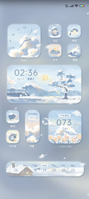 初雪素景 昼夜油画