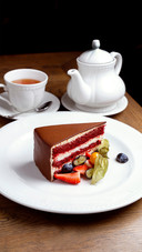 Coffee And Chocolate Cake on The Table