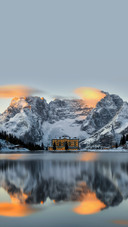 Sunrise on Lake Misurina in the Dolomites, Italy